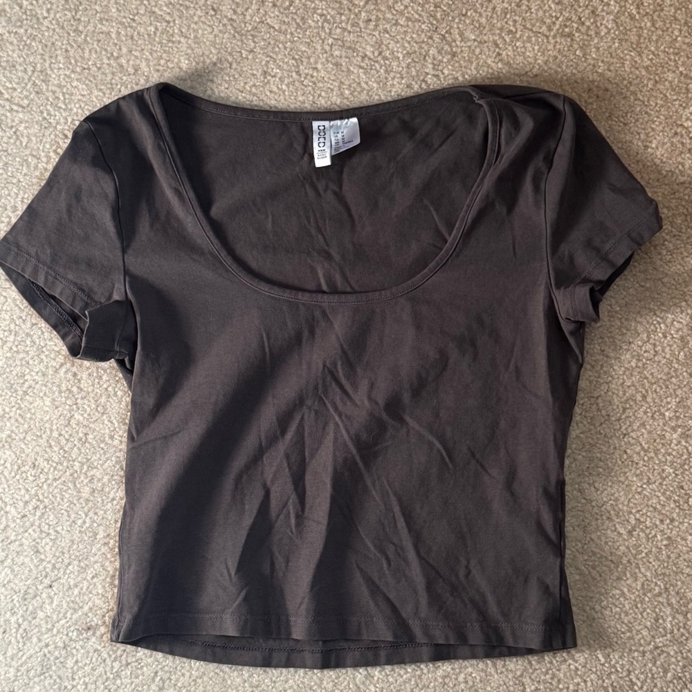 H&M Dark Gray Scoop Neck Crop Top